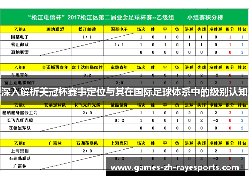 深入解析美冠杯赛事定位与其在国际足球体系中的级别认知